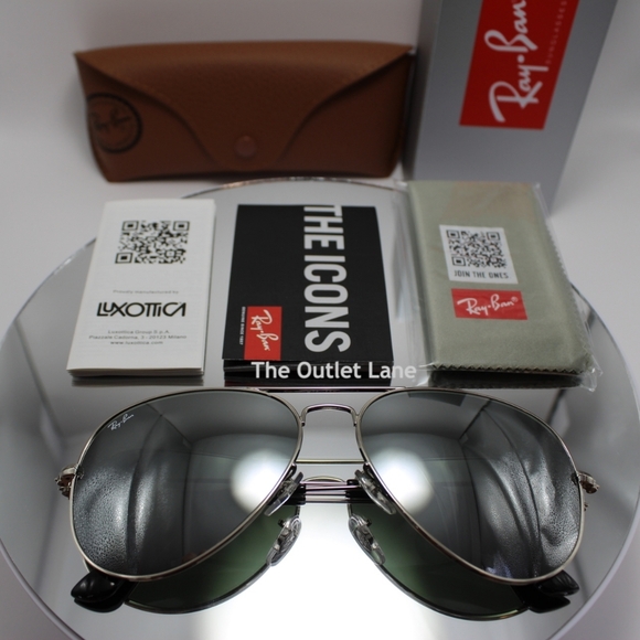 Model Display RayBan Aviator Silver Mirror RB3025 Reflective - Picture 14 of 16